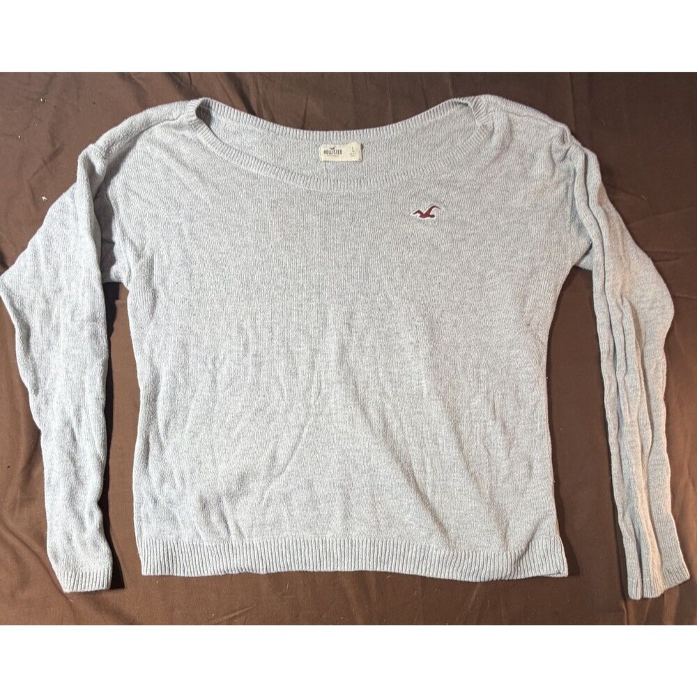 Hollister Women's Long Sleeve Gray Pullover Sweater Size L Casual Knit